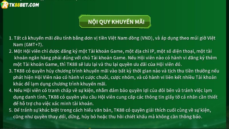 Nội quy khuyến mãi