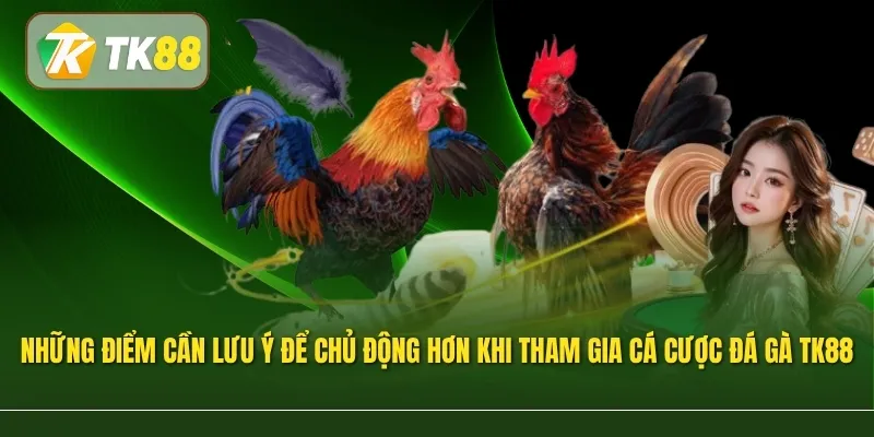 Những điểm cần lưu ý để chủ động hơn khi tham gia cá cược đá gà TK88