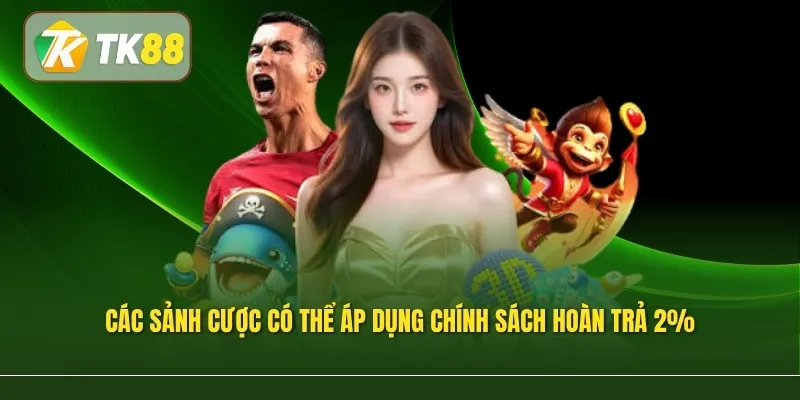 Các sảnh cược có thể áp dụng chính sách hoàn trả 2%